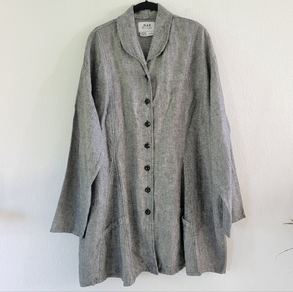 Flax Jackets & Blazers - FLAX Plus Size Linen Jacket Shirt 3X.